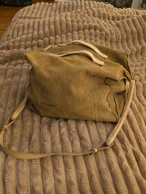 Zara Suede Duffle Bag in Tan